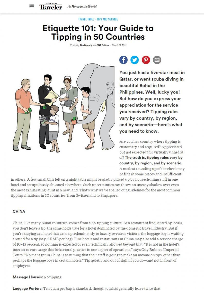 Image of Conde Nast's Guide to Tipping in China